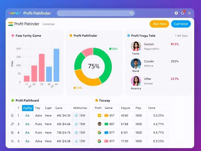 Profit Pathfinder Game Interface showing Indian financial dashboard